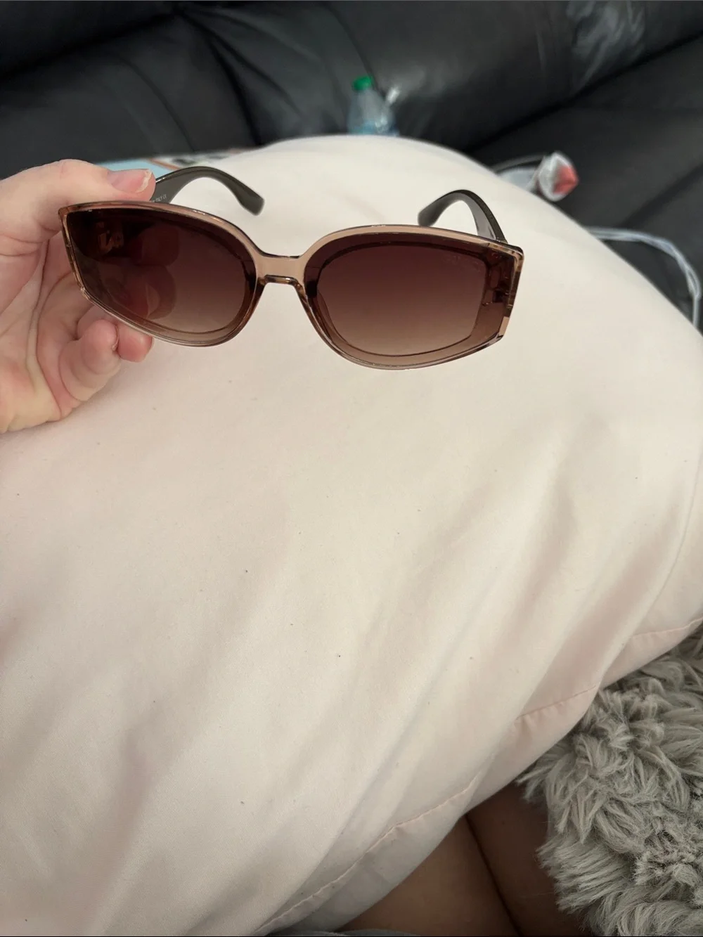 Gucci Light Brown Transparent Frame Sunglasses with Gradient Brown Lenses EUC